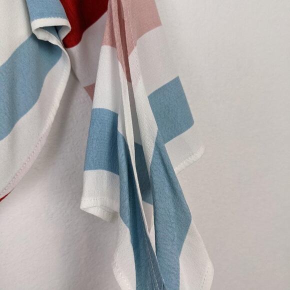 Lovers + Friends Dream Lover Red Blue Stripe Off Shoulder Top Size M - Picture 4 of 7